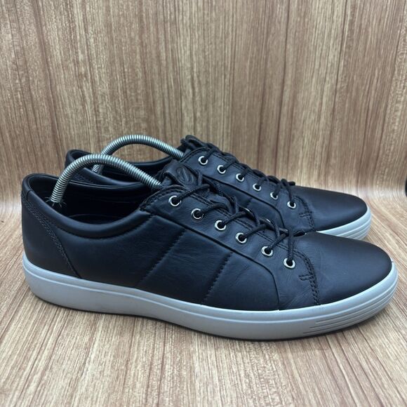 Ecco Soft 7 Men’s Padded Leather BlackPu Concrete EU 47 Size 13 Sneakers $180